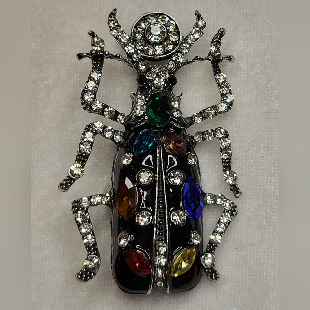 NEW Colorful Jeweled Beetle Brooch / Pin